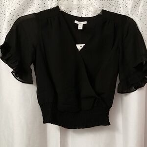 Bar III women's surplice ruffled pullover blouse -
